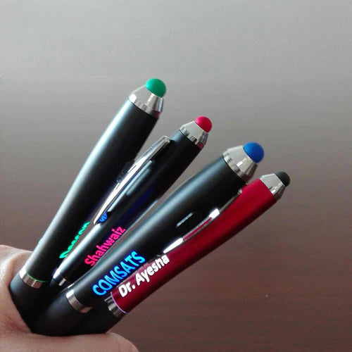 Multi Color Light Name Stylus Pen